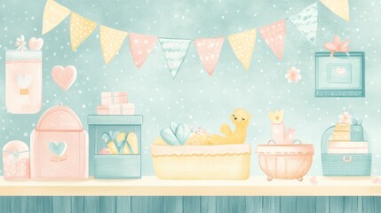 Baby showers creating cherished memories for parents-to-be as they prepare for their new journey. Illustrations
