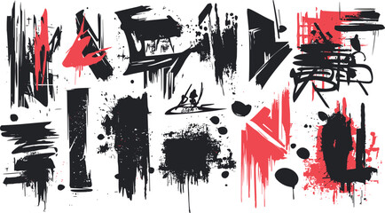 Graffiti design elements collection. Vector set of decoration elements in street art style.