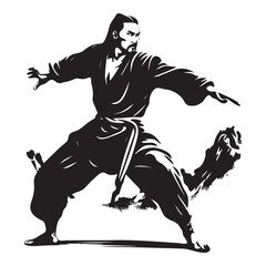 Naklejka premium The Kung Fu Guru The Master of Balance in the Concrete Jungle