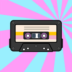 Fototapeta premium Tape cassette vector illustration background.