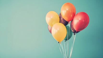 Colorful Balloons Beautifully Arranged on Teal Background.