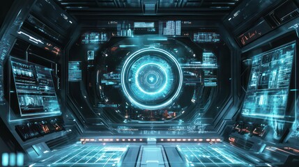 Fototapeta premium Creative futuristic backgrounds featuring sci-fi elements and holographic effects. Illustrations