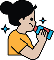 A girl is drinking from a bottle