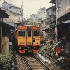 Fototapeta premium train on the railway, Thai train