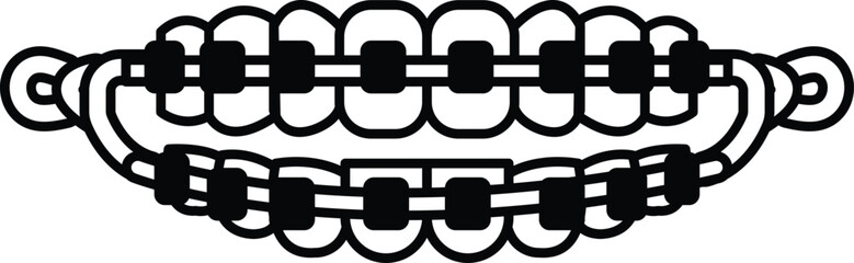 A cartoonish image of a mouth with braces