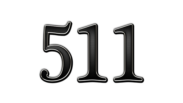 black metal 3d design of number 511 on white background.