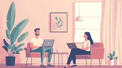 Digital teams working together remotely, leveraging technology to manage projects efficiently. Illustrations