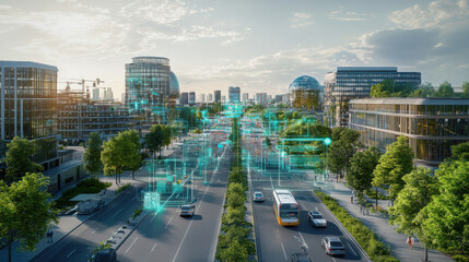 Fototapeta premium smart city business ecosystem of tech firms
