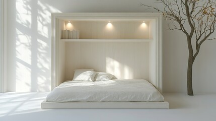 Minimalist Bedroom Interior Design with White Bed and Natural Light