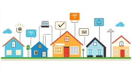 Obraz premium City interconnection, Internet connection over city, Internet icon over city