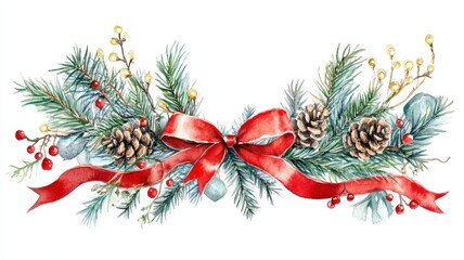 Watercolor Christmas floral wreath chrismas decoration vector illustration,Christmas floral frame or winter floral wreath consisting of flowers,Crown,Arch,Suitable for holiday invitation card.