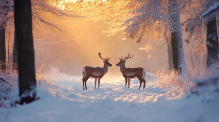 Snowy landscapes and wildlife in Poland during wintertime.