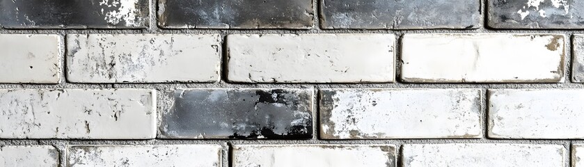 Fototapeta premium Close-up of a Weathered White Brick Wall