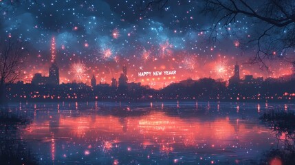 Obraz premium fireworks happy new year 