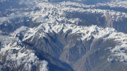 Pakistan mountains from above, aerial view