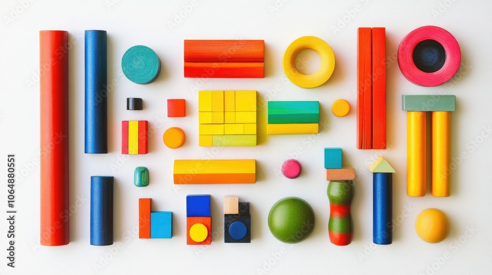 Poster vibrant toy blocks laid out on a white background, creating a sense of fun and creativity that reson