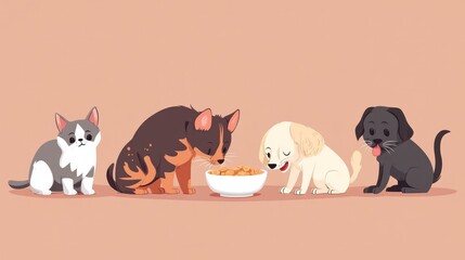 Pet nutrition tips for improving digestion, energy levels, and overall health. Illustrations