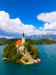 Slovenia, Lake Bled. Beautiful famous place in Julian Alps region in Europe