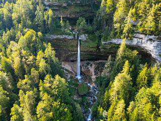 Slovenia, Pericnik Waterfall, Mojstrana. Beautiful scenery with waterfalls in mountains 