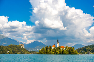 Slovenia, Lake Bled. Beautiful famous place in Julian Alps region in Europe