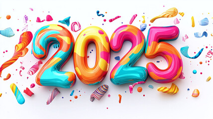 Naklejka premium Illustration with year number 2025 on white background