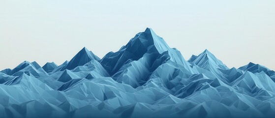 Obraz premium Wireframe polygonal mountain range, jagged peaks and triangular surfaces, geometric nature in a lowpoly landscape