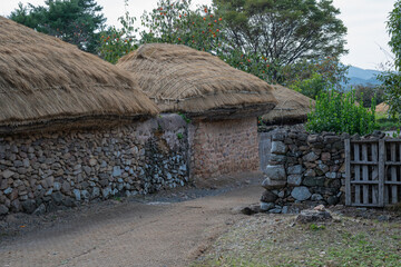 Korean Traditional House Scenery in Autumn