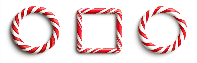 Christmas Candy Cane Borders in Circle, Square, and Rectangle