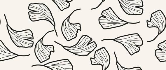 Vector seamless background. Minimalistic abstract leaf pattern. Modern print. Ideal for textile design, screensavers, covers, cards, invitations and posters.
