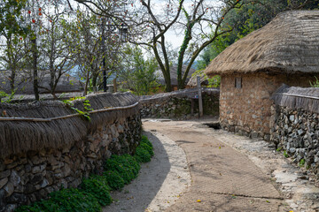 Korean Traditional House Scenery in Autumn