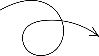 Hand drawn arrows. Handdrawn freehand different curved lines, swirls arrows. Curved arrow line. Doodle, sketch style. Isolated Vector illustration.