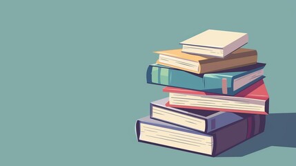 Fototapeta premium Colorful Stack of Textbooks on a Plain Background for Education and Learning Themes