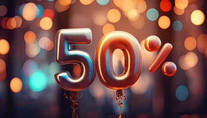 Balloon with the number 50 on it and a string