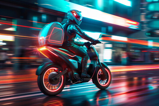 Professional delivery person holding box express fast courier service Generative AI illustration