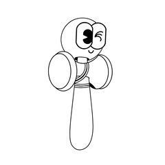 Doodle cute character illustration kendama sticker outline