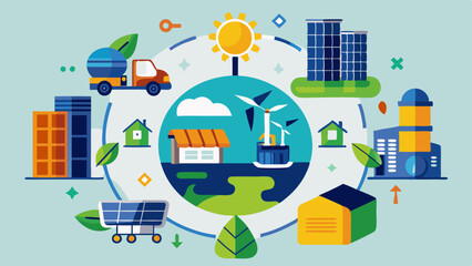 Obraz premium Illustrate the Lifecycle of Solar Energy from Production to Consumption