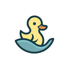 duck swimming on the water animal nature logo vector illustration template design