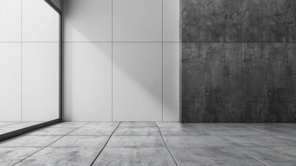 Obraz premium Sleek white and textured gray walls create a modern minimalist design that enhances spaciousness and inspires creativity