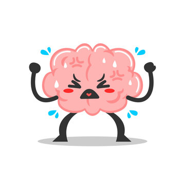 recommend clip art: cute angry brain mascot illustration. brain character mascot with love shape.