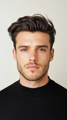 Fototapeta premium A man with a beard and a black shirt