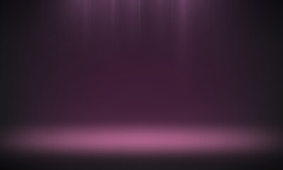 Empty Black, purple and pink studio background. Abstract gradient black background. black and pink wall room with spotlights. Space for selling products on the website. Vector illustration.