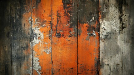 Obraz premium Weathered Wooden Texture - Orange, Grey, and Black