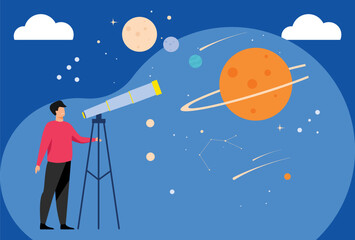 Telescope Concept Illustration Stylish and Beautiful