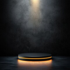 A black podium with a spotlight shining on it