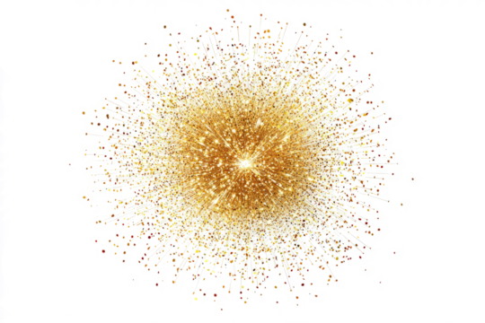 Starburst effect with shimmering golden rays, isolated