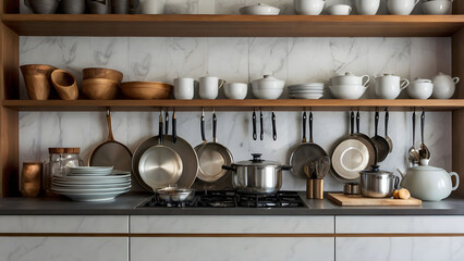 Beautiful modern kitchenware display  kitchen room