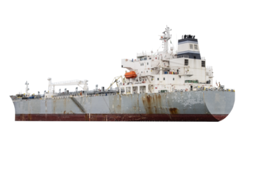 Cutout of an isolated Chemical/Oil tanker container ship with the transparent png	