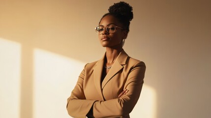 Obraz premium A striking 30-year-old Black woman, wearing a high fashion
