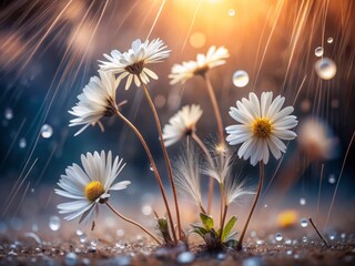 Mesmerizing Minimalist Photography of White Needle Flowers Falling and Turning Brown During the Rainy Season in a Serene Natural Setting