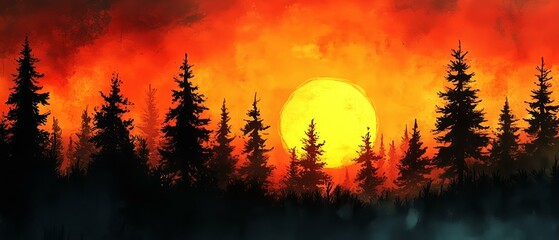 Sunset in a Forest, Post-Apocalyptic Scene